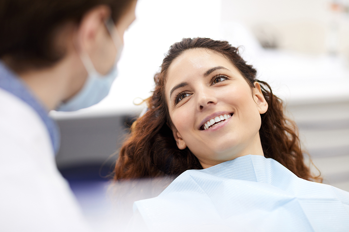 Smiling woman with healthy teeth at dental check up appointment in Leigh on Sea 